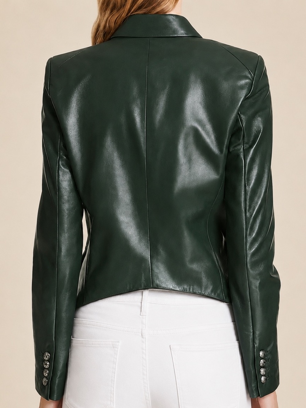 Veronica Beard Cooke Leather Dickey Jacket Dark Green size 6 - Picture 4 of 17